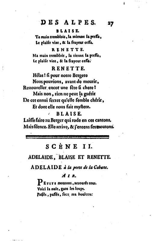 Bergère des Alpes (La), pastorale en trois actes et en vers, mêlée de chants, par M. Marmontel de l'Académie françoise