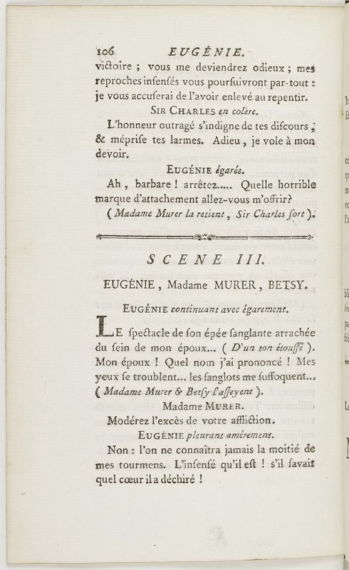 Eugénie, drame en cinq actes en prose, enrichi de figures en taille-douce ; avec un Essai sur le drame sérieux Eugénie, drame en cinq actes en prose, enrichi de figures en taille-douce ; avec un Essai sur le drame sérieux