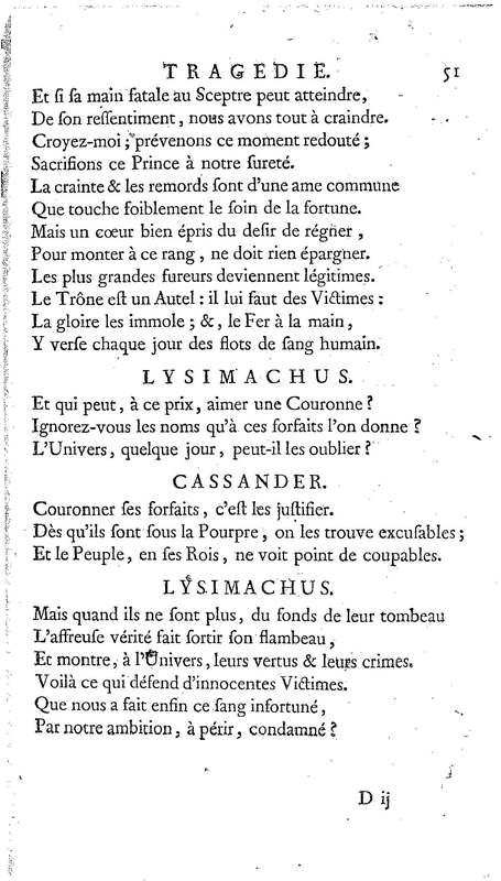 Lysimachus, tragédie par M. de Caux de Montlebert, représentée pour la première fois le 13 décembre 1737 Lysimachus, tragédie par M. de Caux de Montlebert, représentée pour la première fois le 13 décembre 1737