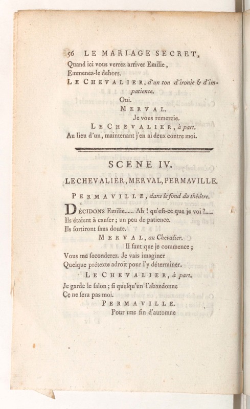 Mariage secret (Le), comédie en trois actes, en vers ; représentée à Fontainebleau, devant Leurs Majestés, le vendredi 4 novembre 1785 ; &, pour la première fois sur le Théâtre Français, le 10 mars 1786 Mariage secret (Le), comédie en trois actes, en vers ; représentée à Fontainebleau, devant Leurs Majestés, le vendredi 4 novembre 1785 ; &, pour la première fois sur le Théâtre Français, le 10 mars 1786