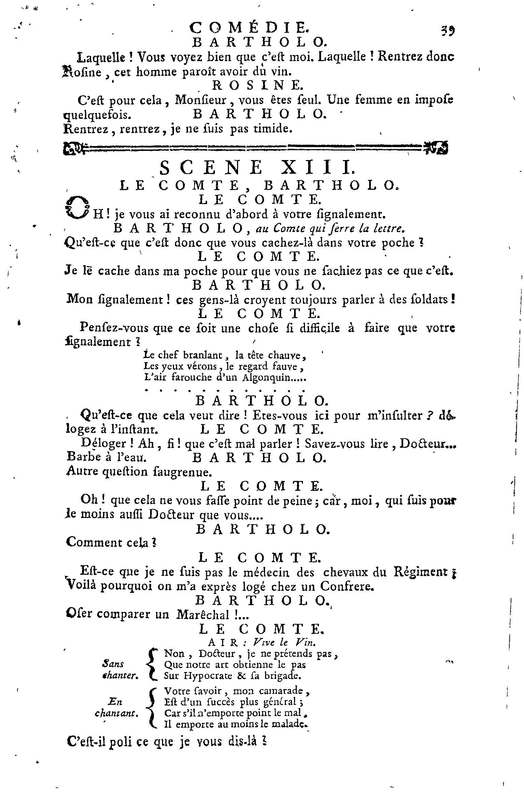 Barbier de Séville, ou la Précaution inutile (Le), comédie en quatre actes, par M. de Beaumarchais, représentée sur le théâtre de la Comédie Française le 23 février 1775 (avec une Lettre modérée sur la chute et la critique du Barbier de Séville)