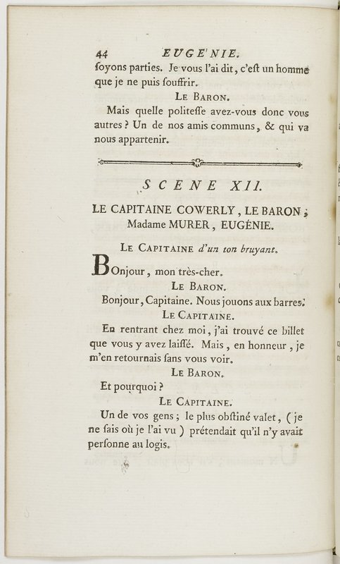 Eugénie, drame en cinq actes en prose, enrichi de figures en taille-douce ; avec un Essai sur le drame sérieux Eugénie, drame en cinq actes en prose, enrichi de figures en taille-douce ; avec un Essai sur le drame sérieux