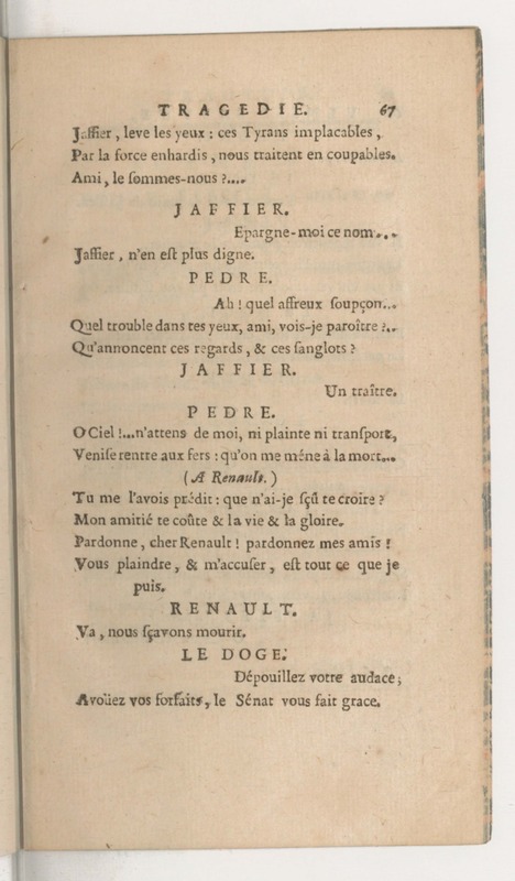 Venise sauvée, tragedie. Représentée par les Comédiens françois, le 5 décembre 1746… [Seconde édition]