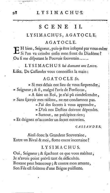 Lysimachus, tragédie par M. de Caux de Montlebert, représentée pour la première fois le 13 décembre 1737 Lysimachus, tragédie par M. de Caux de Montlebert, représentée pour la première fois le 13 décembre 1737