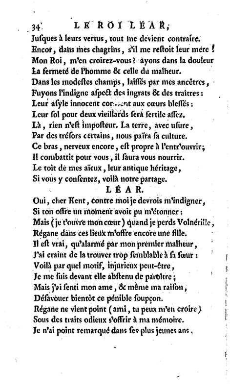 Roi Lear (Le), tragédie en cinq actes, par M. Ducis, représentée à Versailles le 16 janvier 1783 ; et à Paris, le 26 du même mois, par les Comédiens français Roi Lear (Le), tragédie en cinq actes, par M. Ducis, représentée à Versailles le 16 janvier 1783 ; et à Paris, le 26 du même mois, par les Comédiens français