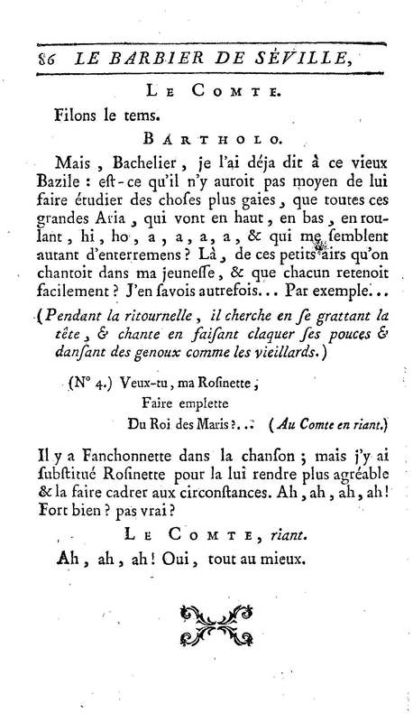 Barbier de Séville, ou la Précaution inutile (Le), comédie en quatre actes, par M. de Beaumarchais, représentée sur le théâtre de la Comédie Française le 23 février 1775 (avec une Lettre modérée sur la chute et la critique du Barbier de Séville)