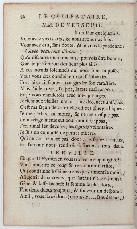 Célibataire (Le), comédie en cinq actes et en vers, représentée pour la première fois par les Comédiens françois, le 20 septembre 1775 Célibataire (Le), comédie en cinq actes et en vers, représentée pour la première fois par les Comédiens françois, le 20 septembre 1775