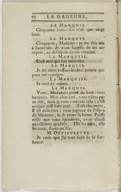 Gageure imprévue (La), comédie en prose et en un acte… par M. Sedaine. [Paris, les Comédiens français, 27 mai 1768]