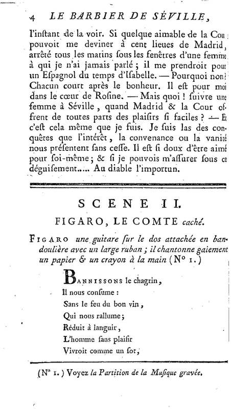 Barbier de Séville, ou la Précaution inutile (Le), comédie en quatre actes, par M. de Beaumarchais, représentée sur le théâtre de la Comédie Française le 23 février 1775 (avec une Lettre modérée sur la chute et la critique du Barbier de Séville)