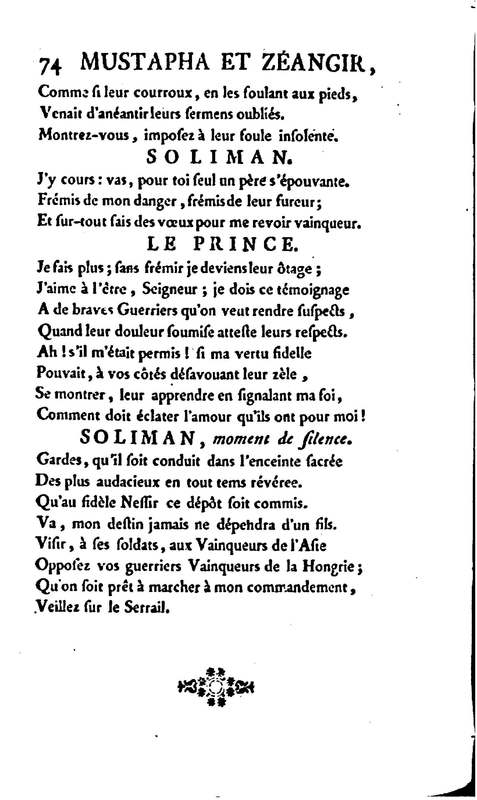 Mustapha et Zéangir, tragédie en cinq actes et en vers, représentée sur le théâtre de Fontainebleau, devant Leurs Majestés, le 1er novembre 1776 Mustapha et Zéangir, tragédie en cinq actes et en vers, représentée sur le théâtre de Fontainebleau, devant Leurs Majestés, le 1er novembre 1776