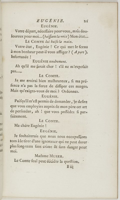 Eugénie, drame en cinq actes en prose, enrichi de figures en taille-douce ; avec un Essai sur le drame sérieux Eugénie, drame en cinq actes en prose, enrichi de figures en taille-douce ; avec un Essai sur le drame sérieux