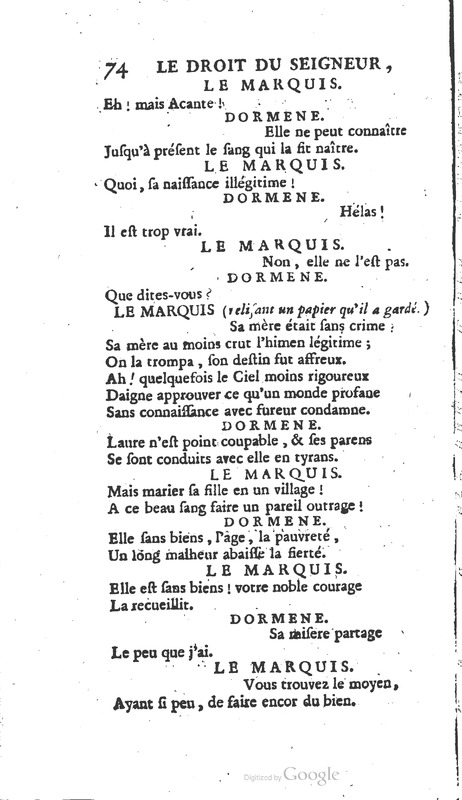 Droit du seigneur (Le), Comédie en cinq actes