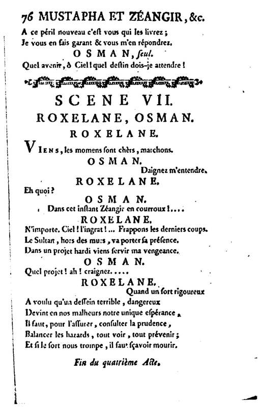 Mustapha et Zéangir, tragédie en cinq actes et en vers, représentée sur le théâtre de Fontainebleau, devant Leurs Majestés, le 1er novembre 1776 Mustapha et Zéangir, tragédie en cinq actes et en vers, représentée sur le théâtre de Fontainebleau, devant Leurs Majestés, le 1er novembre 1776