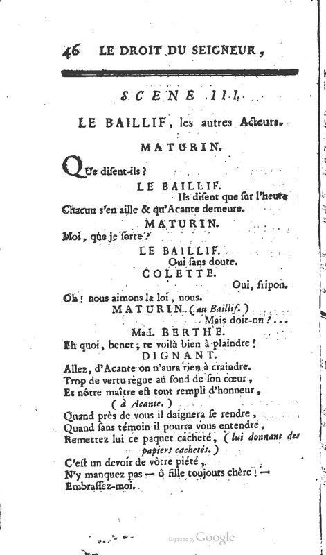 Droit du seigneur (Le), Comédie en cinq actes