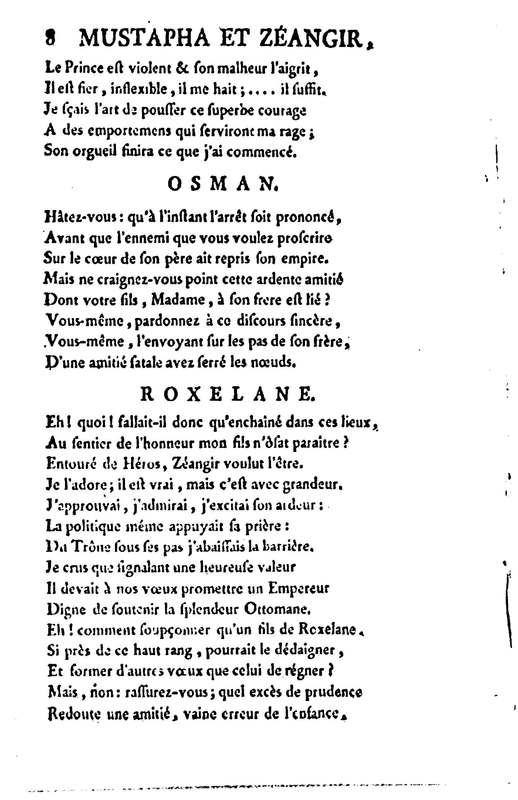 Mustapha et Zéangir, tragédie en cinq actes et en vers, représentée sur le théâtre de Fontainebleau, devant Leurs Majestés, le 1er novembre 1776 Mustapha et Zéangir, tragédie en cinq actes et en vers, représentée sur le théâtre de Fontainebleau, devant Leurs Majestés, le 1er novembre 1776