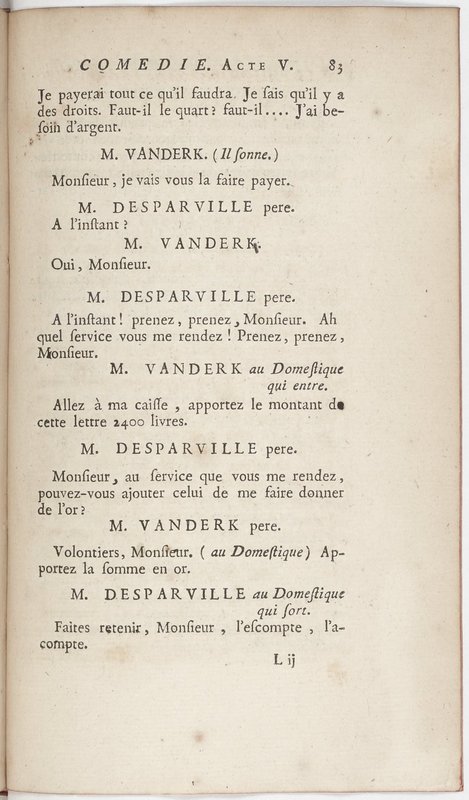 Philosophe sans le savoir (Le), comédie en prose et en cinq actes… par M. Sedaine. [Paris, les Comédiens français, 2 novembre 1765]