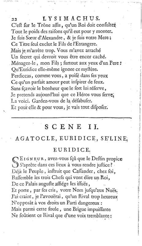 Lysimachus, tragédie par M. de Caux de Montlebert, représentée pour la première fois le 13 décembre 1737 Lysimachus, tragédie par M. de Caux de Montlebert, représentée pour la première fois le 13 décembre 1737