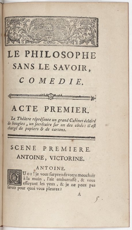 Philosophe sans le savoir (Le), comédie en prose et en cinq actes… par M. Sedaine. [Paris, les Comédiens français, 2 novembre 1765]