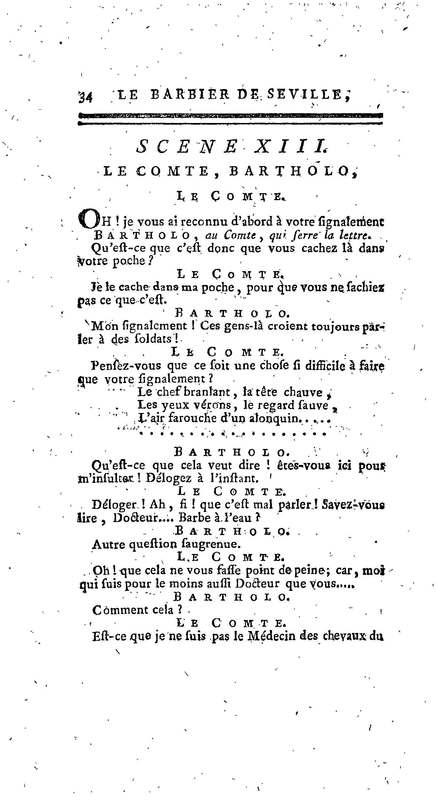 Barbier de Séville, ou la Précaution inutile (Le), comédie en quatre actes, par M. de Beaumarchais, représentée sur le théâtre de la Comédie Française le 23 février 1775 (avec une Lettre modérée sur la chute et la critique du Barbier de Séville)