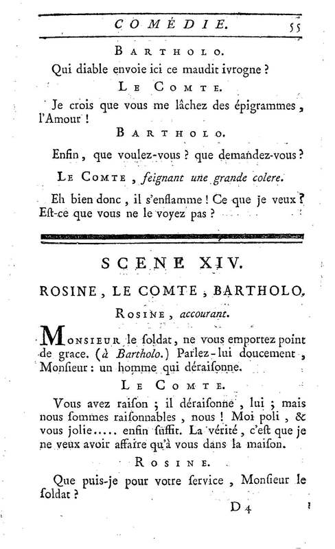 Barbier de Séville, ou la Précaution inutile (Le), comédie en quatre actes, par M. de Beaumarchais, représentée sur le théâtre de la Comédie Française le 23 février 1775 (avec une Lettre modérée sur la chute et la critique du Barbier de Séville)