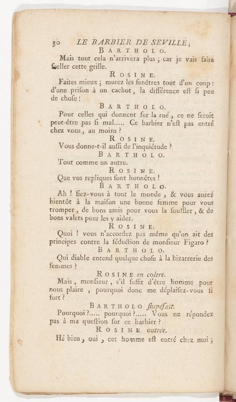 Barbier de Séville, ou la Précaution inutile (Le), comédie en quatre actes, par M. de Beaumarchais, représentée sur le théâtre de la Comédie Française le 23 février 1775 (avec une Lettre modérée sur la chute et la critique du Barbier de Séville)