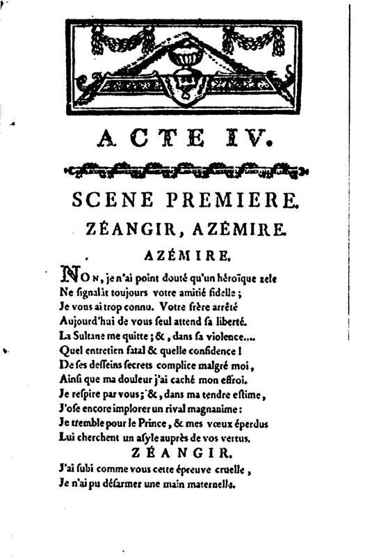 Mustapha et Zéangir, tragédie en cinq actes et en vers, représentée sur le théâtre de Fontainebleau, devant Leurs Majestés, le 1er novembre 1776 Mustapha et Zéangir, tragédie en cinq actes et en vers, représentée sur le théâtre de Fontainebleau, devant Leurs Majestés, le 1er novembre 1776