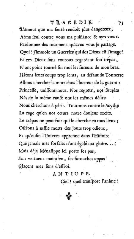 Amazones (Les), tragédie en cinq actes, par madame du Boccage, représentée par les Comédiens ordinaires du Roy, aux mois de juillet et d'août 1749