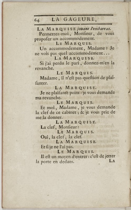 Gageure imprévue (La), comédie en prose et en un acte… par M. Sedaine. [Paris, les Comédiens français, 27 mai 1768]