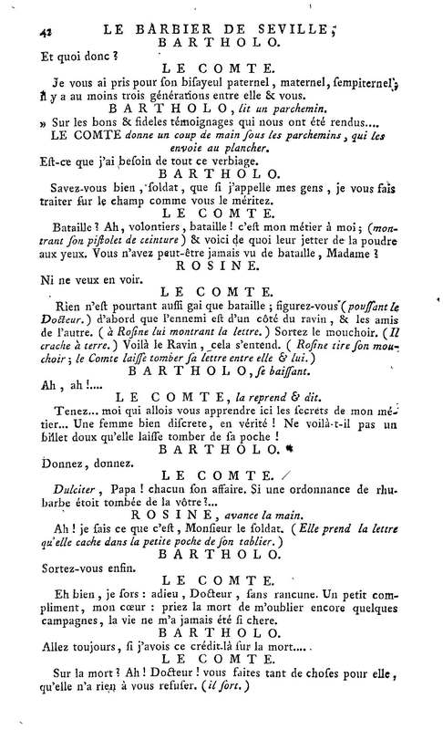 Barbier de Séville, ou la Précaution inutile (Le), comédie en quatre actes, par M. de Beaumarchais, représentée sur le théâtre de la Comédie Française le 23 février 1775 (avec une Lettre modérée sur la chute et la critique du Barbier de Séville) Barbier de Séville, ou la Précaution inutile (Le), comédie en quatre actes, par M. de Beaumarchais, représentée sur le théâtre de la Comédie Française le 23 février 1775 (avec une Lettre modérée sur la chute et la critique du Barbier de Séville)