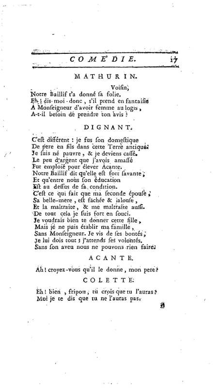 Droit du Seigneur (Le),comédie en vers par M. de Voltaire. Représentée pour la première fois, sous le titre de L'Écueil du sage, par les Comédiens françois ordinaires du Roi, le 18 janvier 1762,