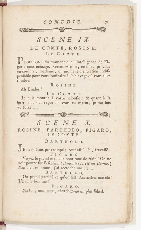Barbier de Séville, ou la Précaution inutile (Le), comédie en quatre actes, par M. de Beaumarchais, représentée sur le théâtre de la Comédie Française le 23 février 1775 (avec une Lettre modérée sur la chute et la critique du Barbier de Séville)
