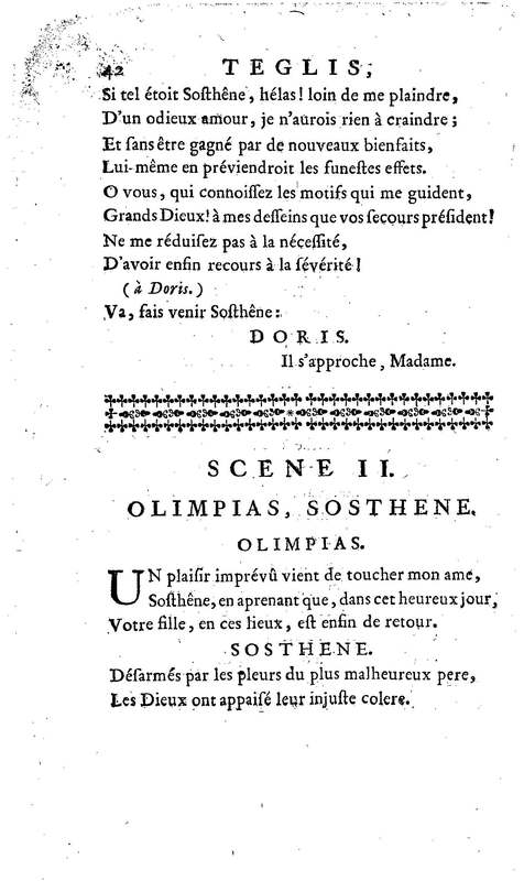 Téglis, tragédie représentée pour la première fois par les Comédiens ordinaires du Roi, le 19 septembre 1735
