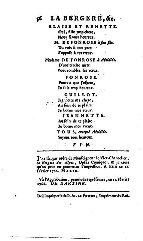 Bergère des Alpes (La), pastorale en trois actes et en vers, mêlée de chants, par M. Marmontel de l'Académie françoise