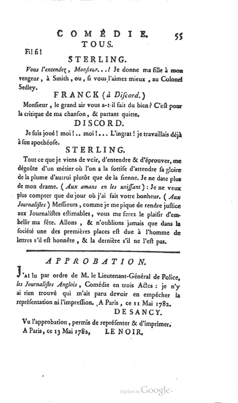 Journalistes anglois (Les), comédie en trois actes en prose Journalistes anglois (Les), comédie en trois actes en prose