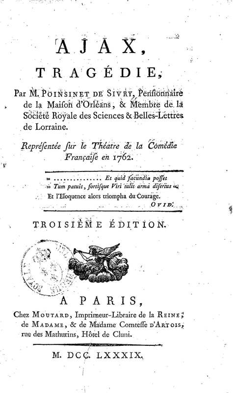 Ajax, tragédie par M. Poinsinet de Sivry Ajax, tragédie par M. Poinsinet de Sivry