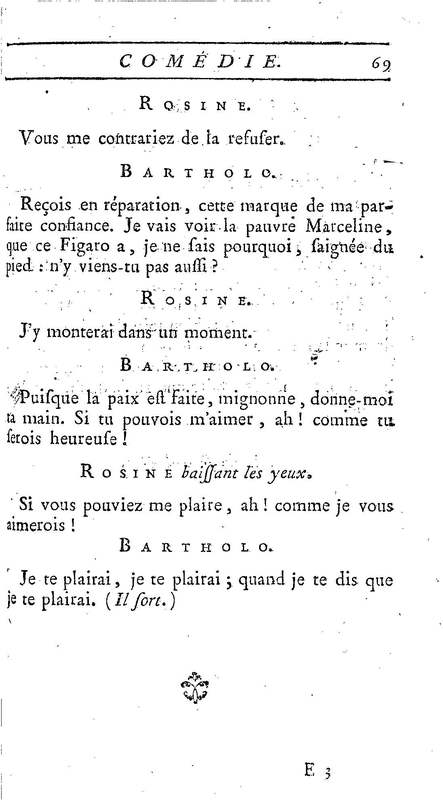 Barbier de Séville, ou la Précaution inutile (Le), comédie en quatre actes, par M. de Beaumarchais, représentée sur le théâtre de la Comédie Française le 23 février 1775 (avec une Lettre modérée sur la chute et la critique du Barbier de Séville)