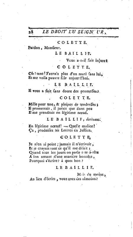 Droit du Seigneur (Le),comédie en vers par M. de Voltaire. Représentée pour la première fois, sous le titre de L'Écueil du sage, par les Comédiens françois ordinaires du Roi, le 18 janvier 1762,