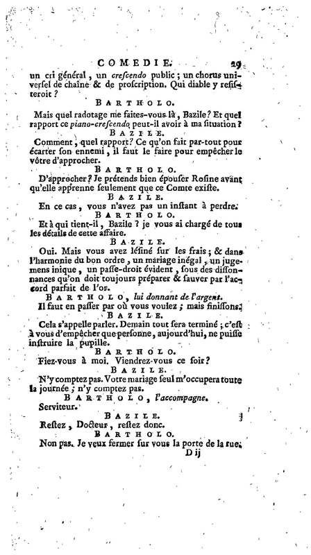 Barbier de Séville, ou la Précaution inutile (Le), comédie en quatre actes, par M. de Beaumarchais, représentée sur le théâtre de la Comédie Française le 23 février 1775 (avec une Lettre modérée sur la chute et la critique du Barbier de Séville)