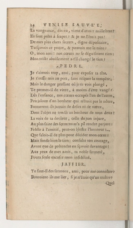Venise sauvée, tragedie. Représentée par les Comédiens françois, le 5 décembre 1746… [Seconde édition]