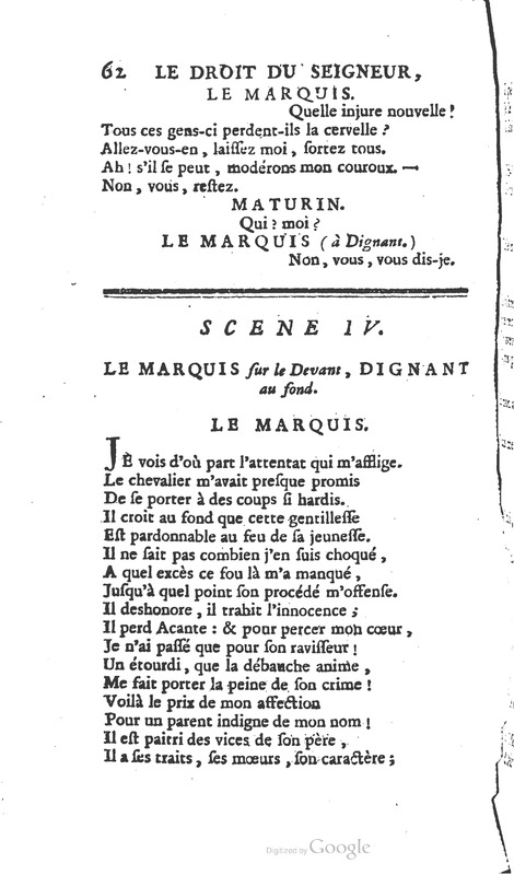 Droit du seigneur (Le), Comédie en cinq actes