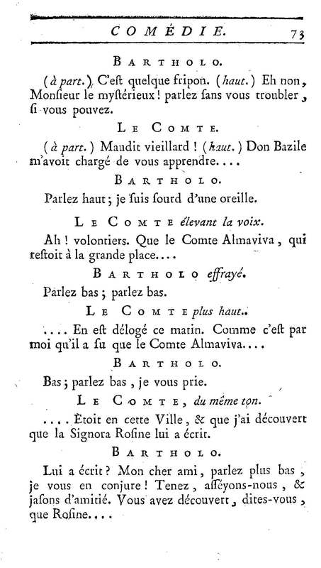 Barbier de Séville, ou la Précaution inutile (Le), comédie en quatre actes, par M. de Beaumarchais, représentée sur le théâtre de la Comédie Française le 23 février 1775 (avec une Lettre modérée sur la chute et la critique du Barbier de Séville)