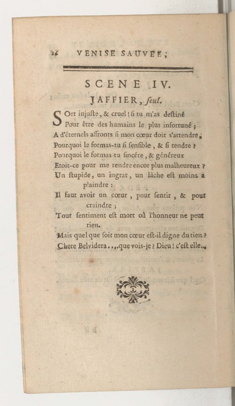 Venise sauvée, tragedie. Représentée par les Comédiens françois, le 5 décembre 1746… [Seconde édition]