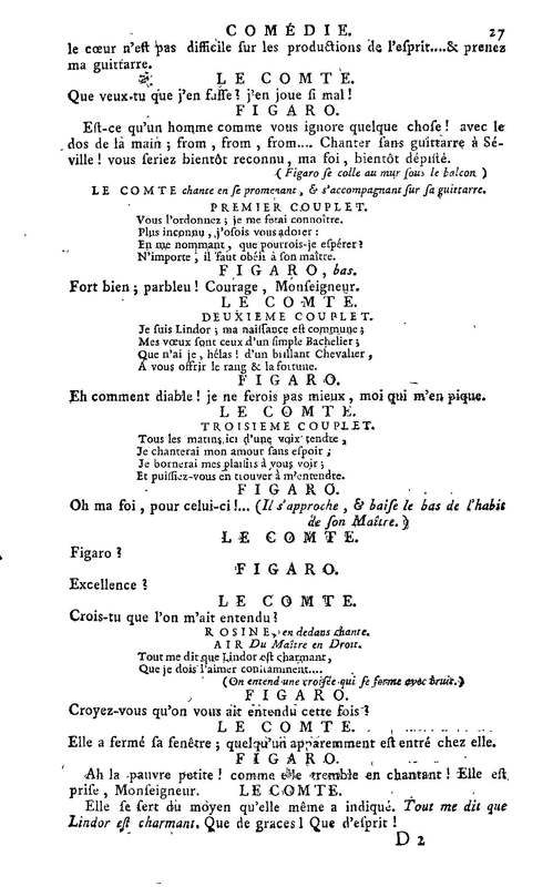 Barbier de Séville, ou la Précaution inutile (Le), comédie en quatre actes, par M. de Beaumarchais, représentée sur le théâtre de la Comédie Française le 23 février 1775 (avec une Lettre modérée sur la chute et la critique du Barbier de Séville) Barbier de Séville, ou la Précaution inutile (Le), comédie en quatre actes, par M. de Beaumarchais, représentée sur le théâtre de la Comédie Française le 23 février 1775 (avec une Lettre modérée sur la chute et la critique du Barbier de Séville)