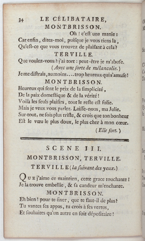 Célibataire (Le), comédie en cinq actes et en vers, représentée pour la première fois par les Comédiens françois, le 20 septembre 1775