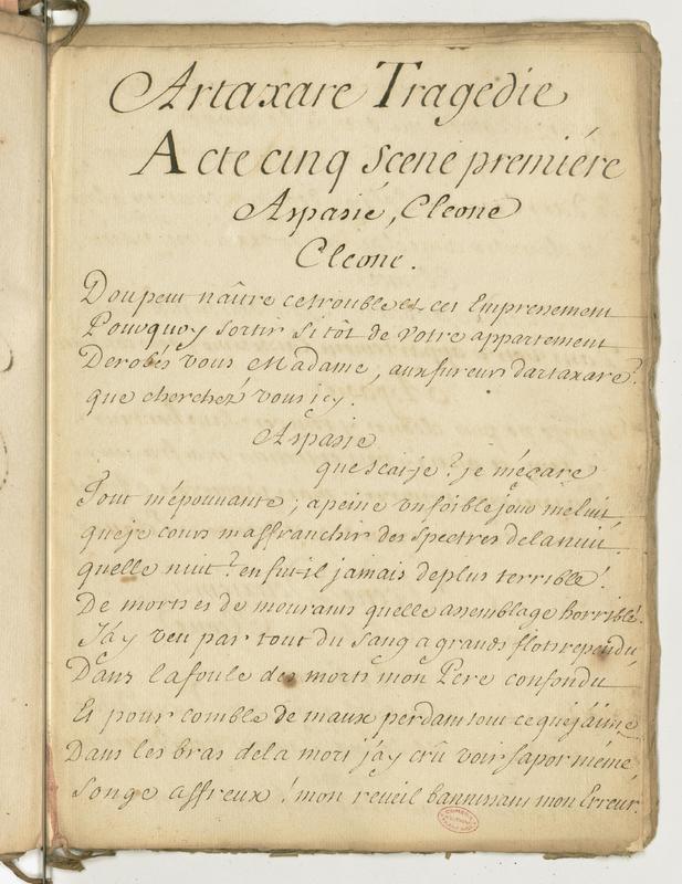 Artaxare, tragédie en cing actes et en vers