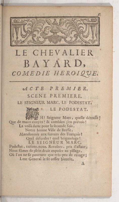 Chevalier Bayard (Le), comédie héroïque Chevalier Bayard (Le), comédie héroïque