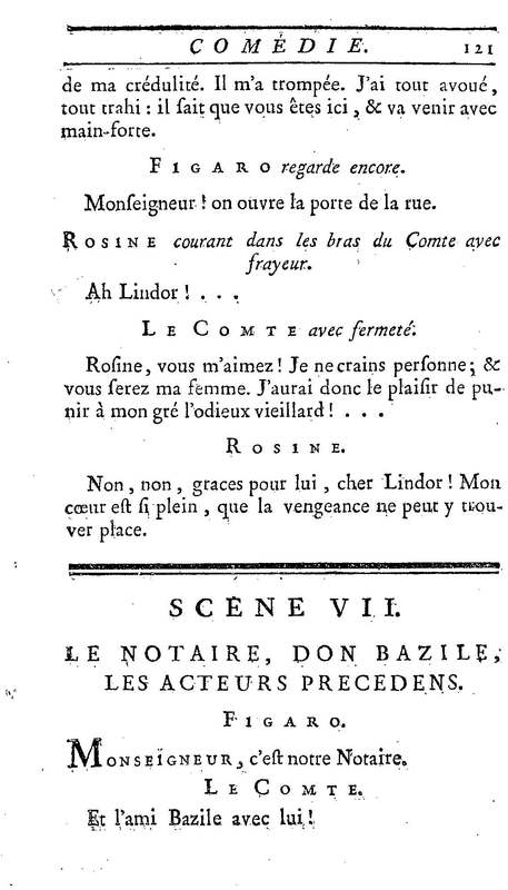 Barbier de Séville, ou la Précaution inutile (Le), comédie en quatre actes, par M. de Beaumarchais, représentée sur le théâtre de la Comédie Française le 23 février 1775 (avec une Lettre modérée sur la chute et la critique du Barbier de Séville)