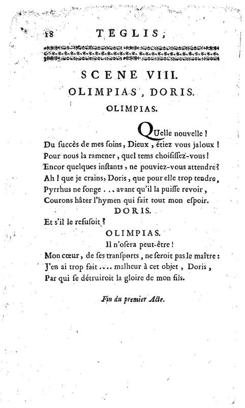 Téglis, tragédie représentée pour la première fois par les Comédiens ordinaires du Roi, le 19 septembre 1735 Téglis, tragédie représentée pour la première fois par les Comédiens ordinaires du Roi, le 19 septembre 1735