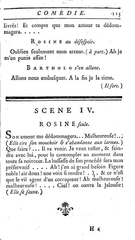 Barbier de Séville, ou la Précaution inutile (Le), comédie en quatre actes, par M. de Beaumarchais, représentée sur le théâtre de la Comédie Française le 23 février 1775 (avec une Lettre modérée sur la chute et la critique du Barbier de Séville)