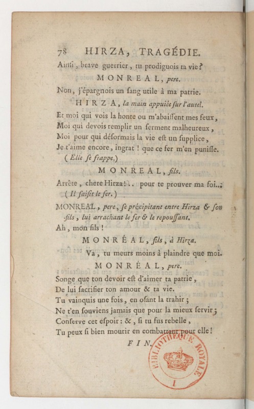 Hirza, tragédie, par M. de Sauvigny… (Comédiens ordinaires du Roi, 27 mai 1767) Hirza, tragédie, par M. de Sauvigny… (Comédiens ordinaires du Roi, 27 mai 1767)